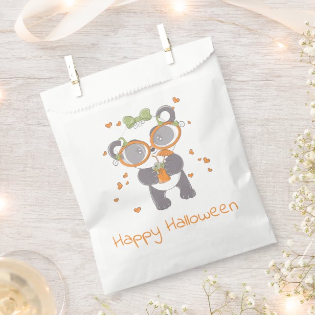 Panda Eyeball Drink Hearts Happy Halloween Favour Bags (Clipped)
