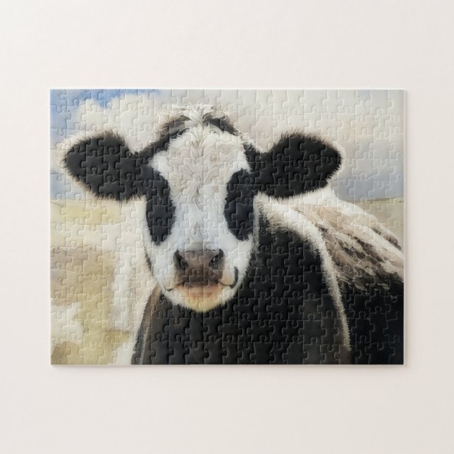 Panda Face Cow Art Farm Style Fun Puzzle (Horizontal)