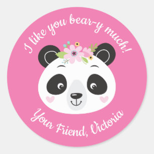 Panda  Face Cute Kids Valentines Day Sticker