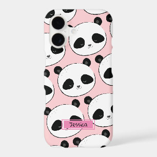 Panda Face Pattern Pink Custom Name