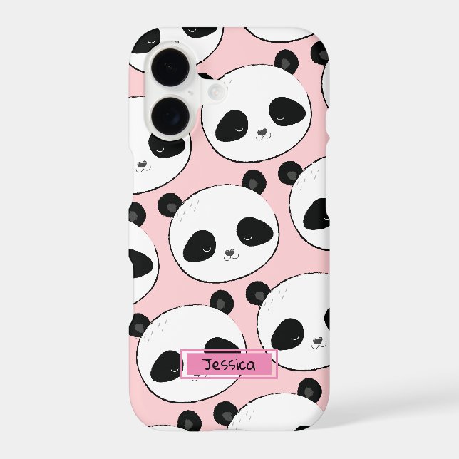 Panda Face Pattern Pink Custom Name (Back)