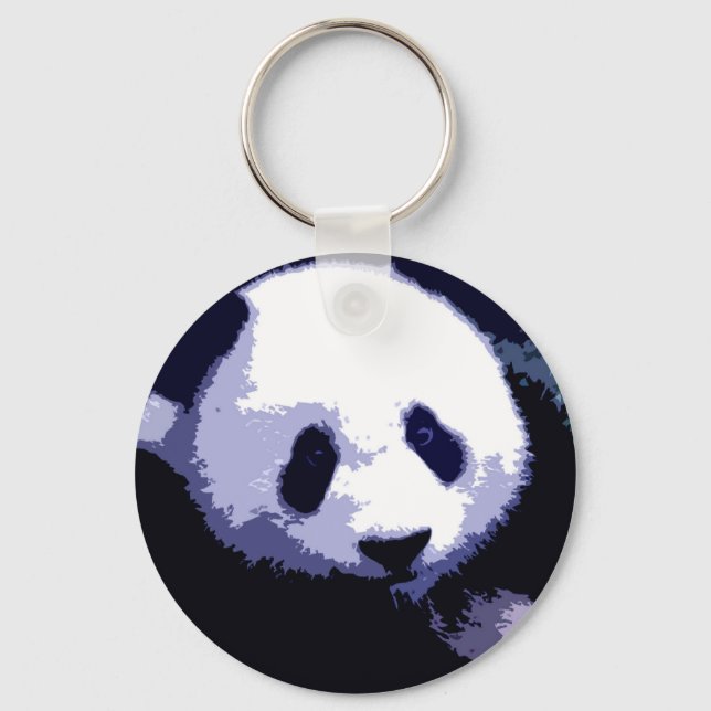 Panda Face Pop Art Key Ring (Front)