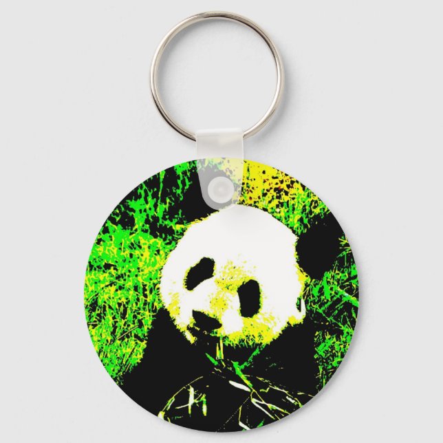 Panda Face Pop Art Key Ring (Front)