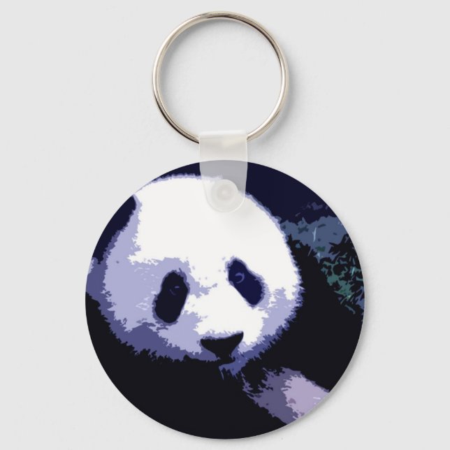 Panda Face Pop Art Key Ring (Front)