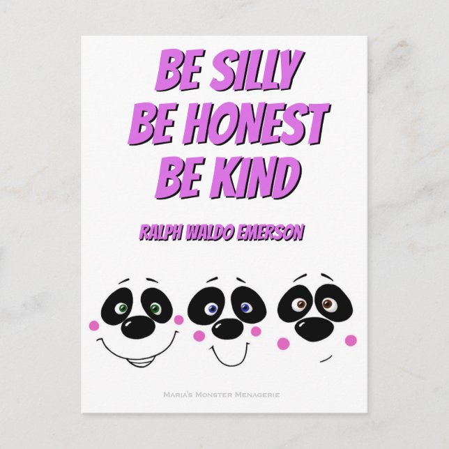 Panda Faces w/Emerson quote, postcard (Front)