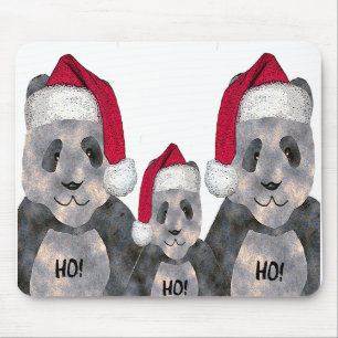 Panda Family Christmas Mouse Pad