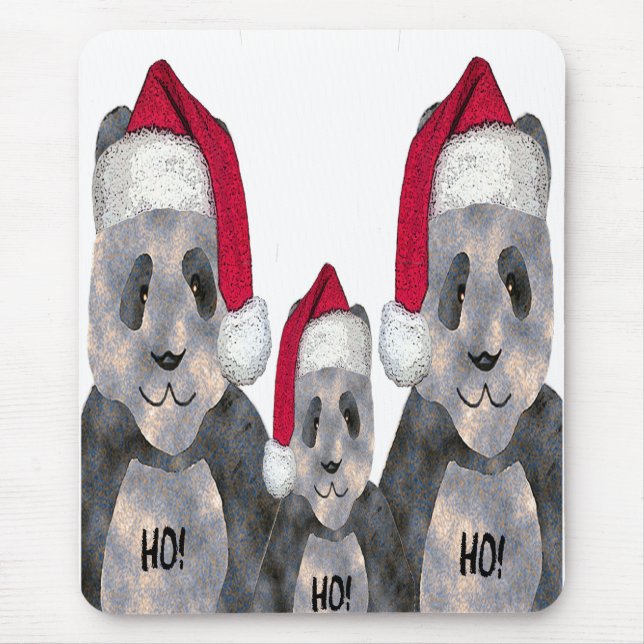 Panda Family Christmas Mouse Pad (Front)