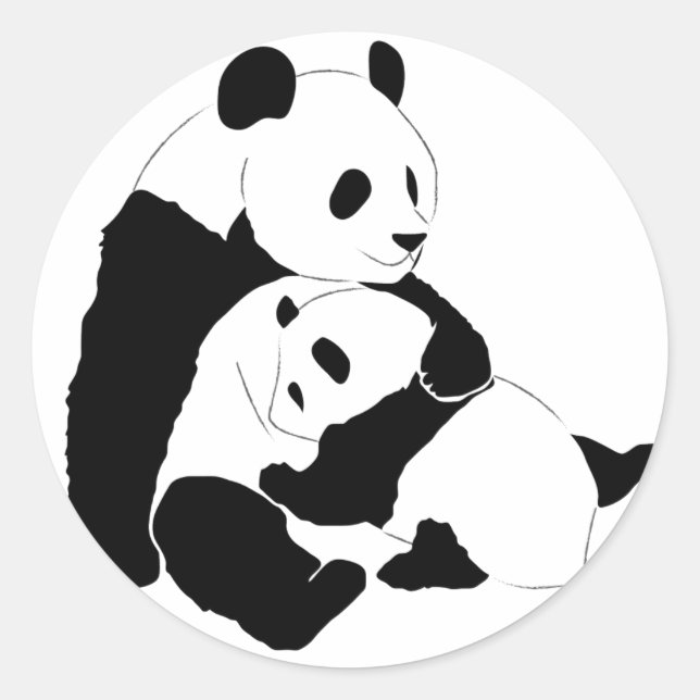 Panda Family Classic Round Sticker (Front)