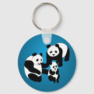 Panda Family of Three Key Ring