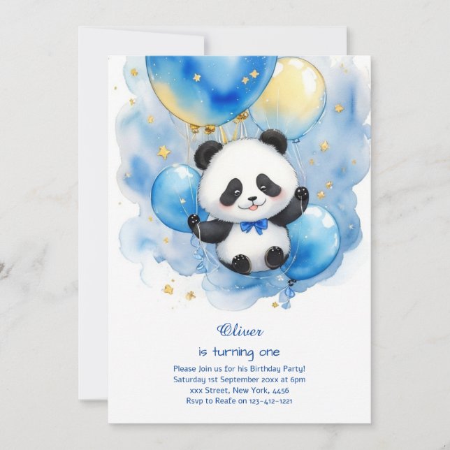 Panda First Birthday Invitation (Front)