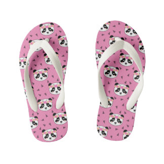 Panda Flowers Flips Flops - Cute girly flowers Kid's Flip Flops