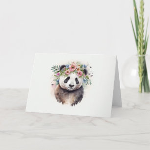 Panda Flowers Watercolor                           Card