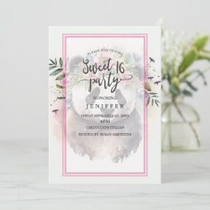 Panda Flowers Watercolor Invitation