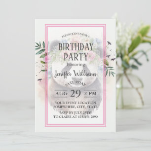 Panda Flowers Watercolor Invitation