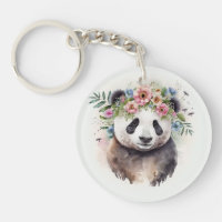 Panda Flowers Watercolor             