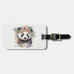 Panda Flowers Watercolor                           Luggage Tag