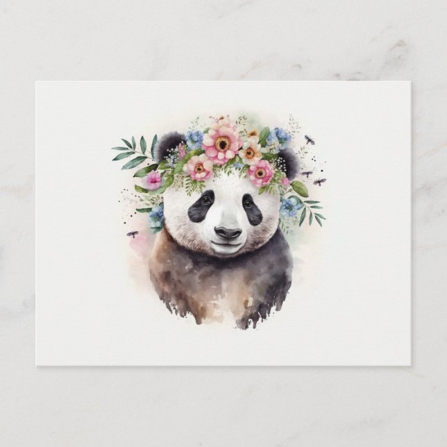 Panda Flowers Watercolor                         Postcard (Front)