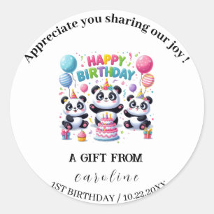 Panda  for Birthday Celebration  Classic Round Sticker