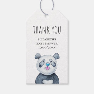 Panda. Funny cute animal. Baby shower thank you Gift Tags