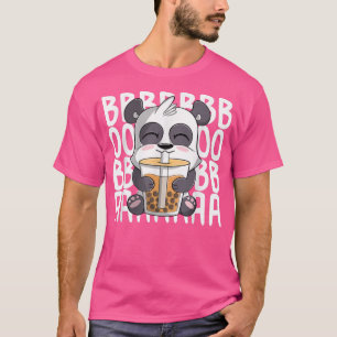 panda funny cute Kawaii Anime Panda Drinking Boba  T-Shirt