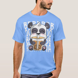 panda funny cute Kawaii Anime Panda Drinking Boba T-Shirt