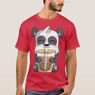 panda funny cute Kawaii Anime Panda Drinking Boba T-Shirt