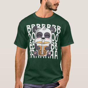 panda funny cute Kawaii Anime Panda Drinking Boba T-Shirt
