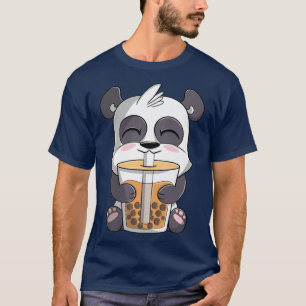 panda funny cute Kawaii Anime Panda Drinking Boba T-Shirt
