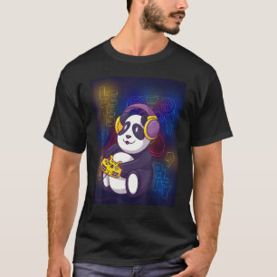 panda gamer game playing headphones controller jpy T-Shirt