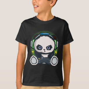 Panda Gaming Shirt Boys Girls Kids Gamer Gift Pand