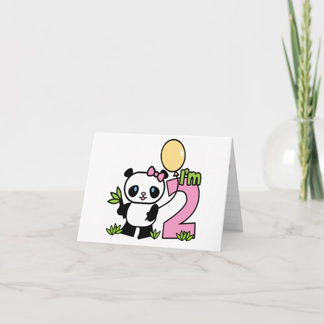 Panda Girl 2nd Birthday Fill-in Invitations (Front)
