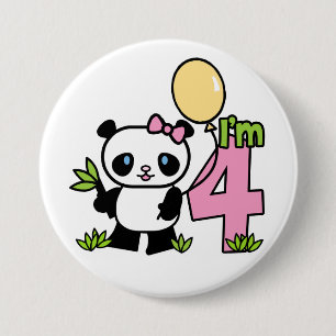 Panda Girl 4th Birthday 7.5 Cm Round Badge