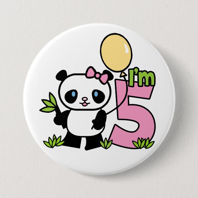 Panda Girl 6th Birthday 7.5 Cm Round Badge (Front)