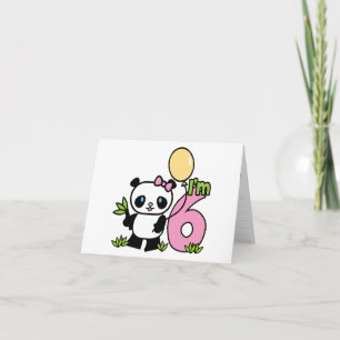Panda Girl 6th Birthday Invitations