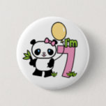 Panda Girl 7th Birthday 6 Cm Round Badge<br><div class="desc">Seventh birthday fun "I'm 7" with sweet panda girl,  large number 7,  and yellow balloon.</div>