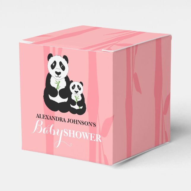 Panda Girl Baby Shower Pink Favour Box (Front Side)