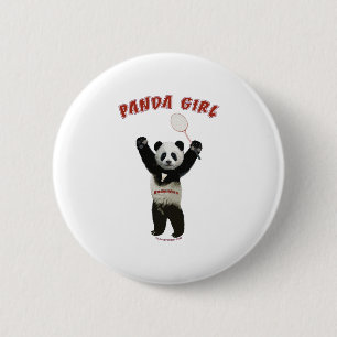 Panda Girl Badminton 6 Cm Round Badge