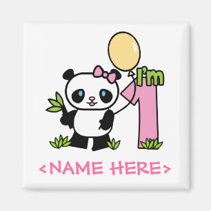 Panda Girl First Birthday Magnet
