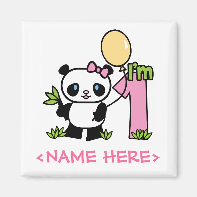 Panda Girl First Birthday Magnet (Front)