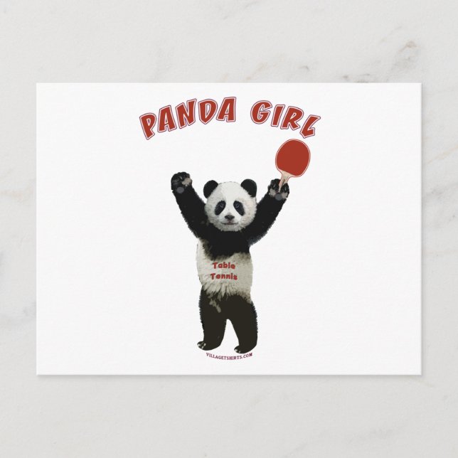 Panda Girl Ping Pong Postcard (Front)