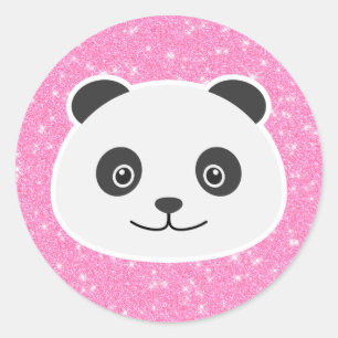 Panda Glitter Classic Round Sticker