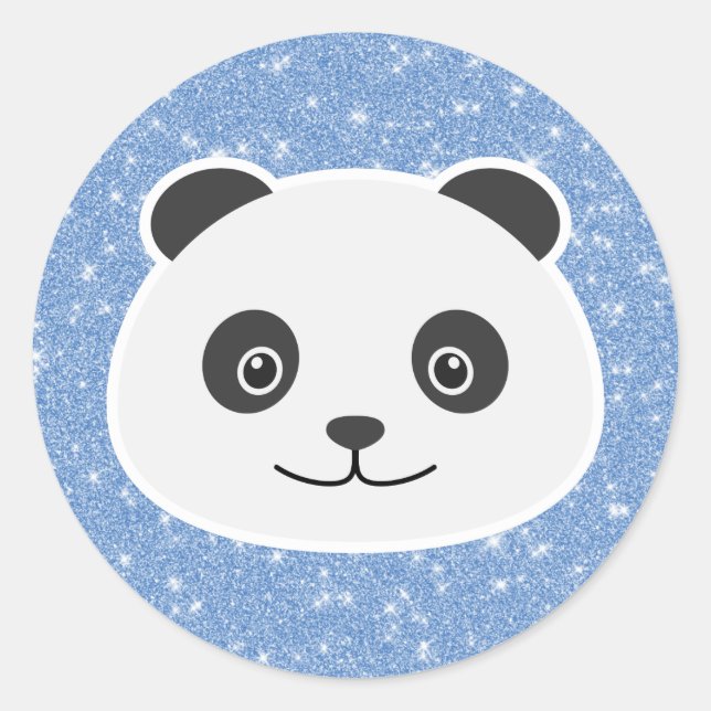 Panda Glitter Classic Round Sticker (Front)
