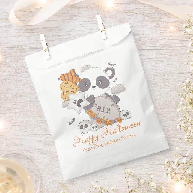 Panda Grave Rip Bats Happy Halloween Favour Bags (Clipped)