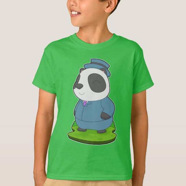 Panda Groom Suit Wedding T-Shirt (Front)