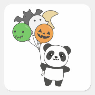 Panda Halloween Balloons For Kids Cute Pandas Square Sticker