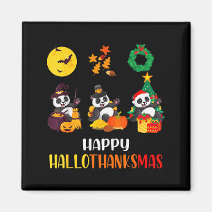 Panda Halloween Christmas Happy Hallothanksmas Pan Magnet