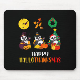 Panda Halloween Christmas Happy Hallothanksmas Pan Mouse Mat