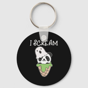 Panda Halloween Ghost I Scream Ice Cream Pun Key Ring
