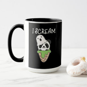 Panda Halloween Ghost I Scream Ice Cream Pun Mug