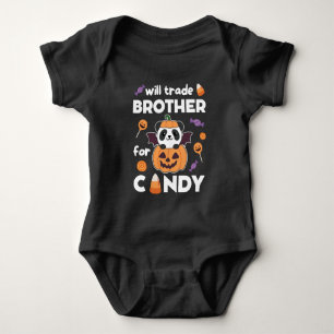 Panda Halloween Trade Brother For Candy Baby Bodysuit